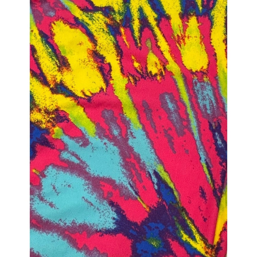 LuLaRoe Womens Leggings Size TC2 Pink Blue Yellow Tie Dye Burst Plus 18+ NWT - Picture 2 of 4